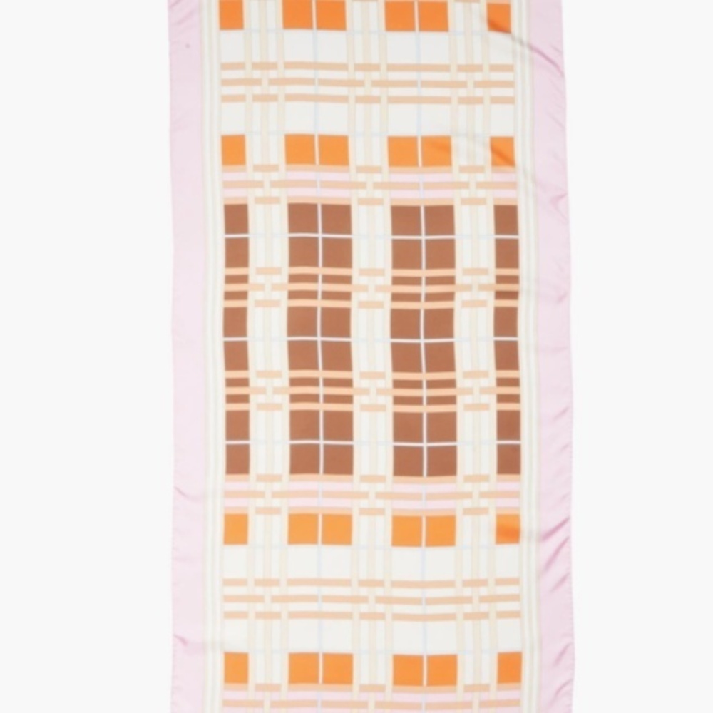 BURBERRY- Abstract Check Print Silk Scarf - Picture 1 of 9